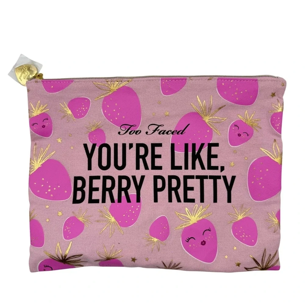 Too Faced Lip Gloss Set includes Sunset Crush and Yummy Rummy and Makeup Bag NEW